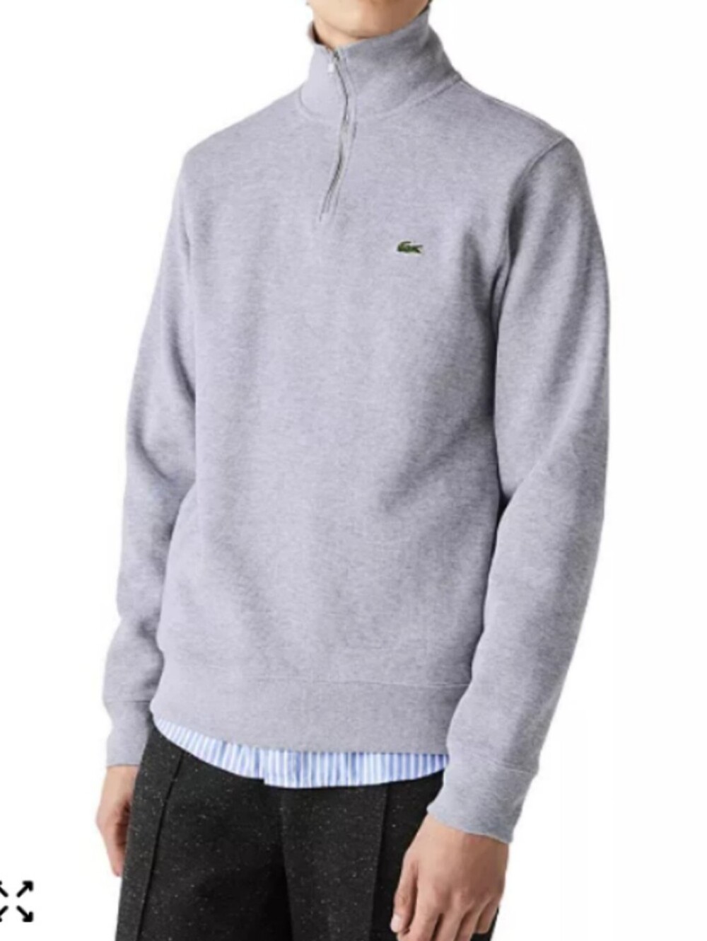 Lacoste Men's Light Gray Half-Zip Knit 2x But Fit Like An Extra Large Sweater